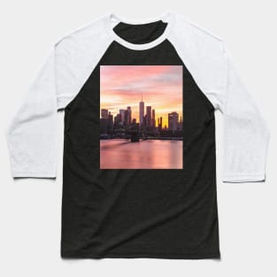 New York Beautiful Red Sunset Baseball T-Shirt